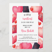 バレンタインの最も美しい贈り物とハート 招待状 (正面/裏面)