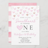 バレンタインの最初の誕生日の招待状 招待状 (正面/裏面)