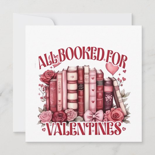 バレンタインの本好きの人のために予約 招待状 (正面)