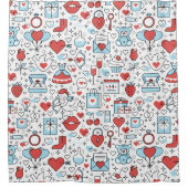 バレンタインの模様のシャワーカーテン シャワーカーテン (正面)