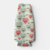 バレンタインの模様(ハートと口ひげ) ボトルクーラー (正面)