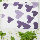 バレンタインの水の色のハート – ウルトラバイオレット キッチンタオル (折り畳み)