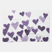 バレンタインの水の色のハート – ウルトラバイオレット キッチンタオル (横)