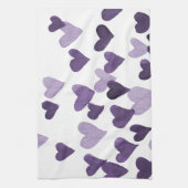 バレンタインの水の色のハート – ウルトラバイオレット キッチンタオル (縦)