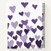 バレンタインの水の色のハート – ウルトラバイオレット ノートブック (裏面)
