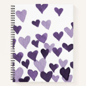 バレンタインの水の色のハート – ウルトラバイオレット ノートブック (正面)