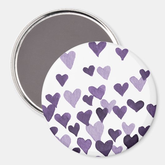 バレンタインの水の色のハート – ウルトラバイオレット マグネット (正面/裏面)