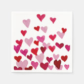 バレンタインの水の色のハート – ピンク スタンダードカクテルナプキン (正面)