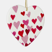 バレンタインの水の色のハート – ピンク セラミックオーナメント (右)