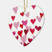 バレンタインの水の色のハート – ピンク セラミックオーナメント (左)