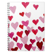 バレンタインの水の色のハート – ピンク ノートブック (正面)