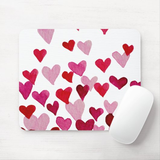 バレンタインの水の色のハート – ピンク マウスパッド (マウス)