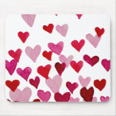 バレンタインの水の色のハート – ピンク マウスパッド (正面)