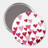 バレンタインの水の色のハート – ピンク マグネット (正面/裏面)