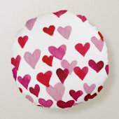 バレンタインの水の色のハート – ピンク ラウンドクッション (裏面)