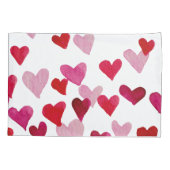 バレンタインの水の色のハート – ピンク 枕カバー (裏面)