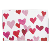 バレンタインの水の色のハート – ピンク 枕カバー (正面)