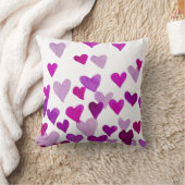 バレンタインの水の色ハート – 紫 クッション (ブランケット)