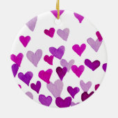 バレンタインの水の色ハート – 紫 セラミックオーナメント (裏面)