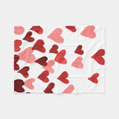 バレンタインの水の色ハート – 赤 フリースブランケット (正面(横))