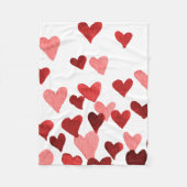 バレンタインの水の色ハート – 赤 フリースブランケット (正面)