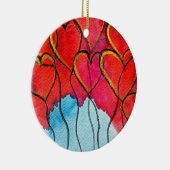 バレンタインの水彩赤ハート風船 セラミックオーナメント (右)