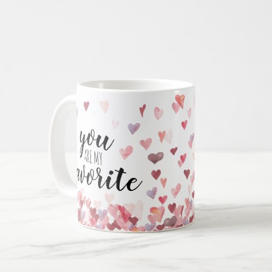 バレンタインの水色のハートあなたは私のお気に入りのこと コーヒーマグカップ (正面左)