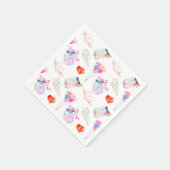 バレンタインの水色アイコンのパターン スタンダードカクテルナプキン (角)
