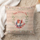 バレンタインの永恒の愛の鳥たちと音楽の調べ クッション (ブランケット)
