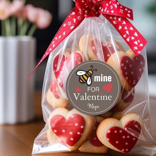 バレンタインの特別な贈り物「Bee Mine」 ラウンドシール