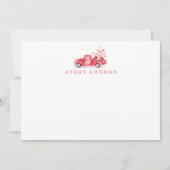 バレンタインの特別配達レッドウォーターカラートラック ノートカード (正面)