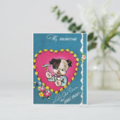 バレンタインの犬が真鍮のタックに降りよう シーズンポストカード (スタンド正面)