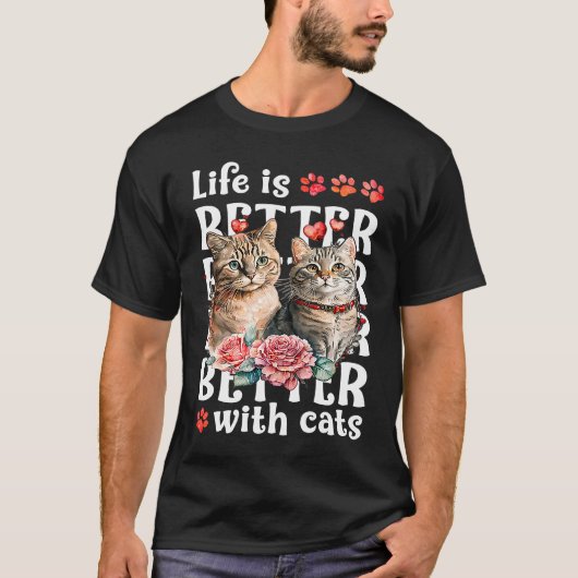 バレンタインの猫と過ごす Tシャツ (正面)