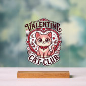 バレンタインの猫 楽しい猫好きのデザイン - バレンタインC アクリルサイン (ニュートラル)