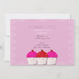 バレンタインの甘いカップケーキの招待状 招待状