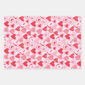 バレンタインの甘いハートのピンクのセット3 ラッピングペーパーシート (正面3)