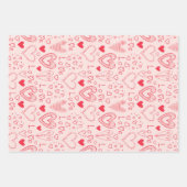 バレンタインの甘いハートのピンクのセット3 ラッピングペーパーシート (正面2)