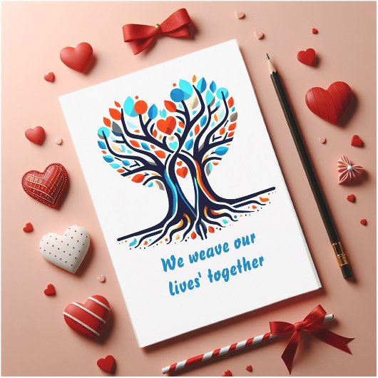 バレンタインの真の愛、木が絡み合う シーズンカード