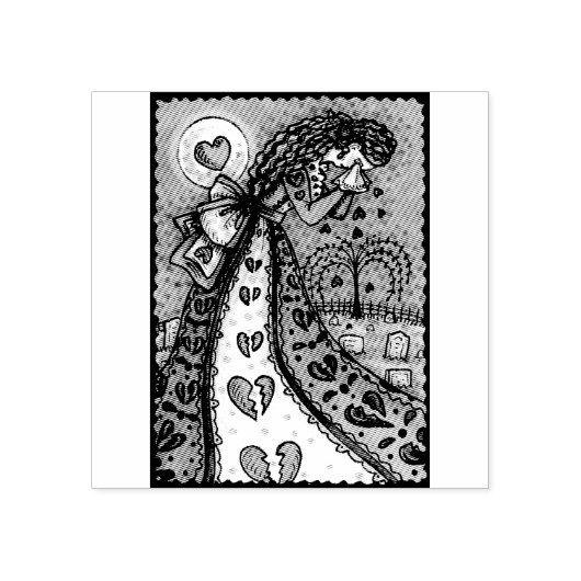 バレンタインの破れ、泣く女性のゴムのスタンプ ラバースタンプ (インプリント)