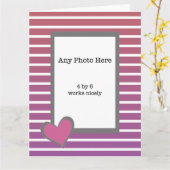 バレンタインの私の写真とピンクのハート カード (黄色い花)