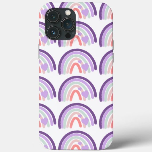 バレンタインの紫色の手描きレインボーパターン   Case-Mate iPhoneケース (裏面)
