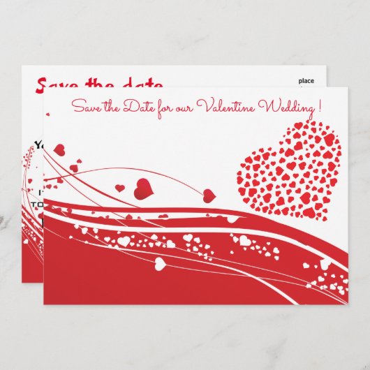 バレンタインの結婚式の保存日付 セーブザデート (正面/裏面)