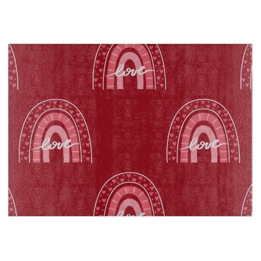 バレンタインの背景とハートの愛 カッティングボード (正面)