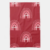 バレンタインの背景とハートの愛 キッチンタオル (縦)