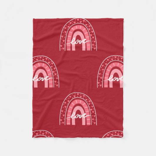 バレンタインの背景とハートの愛 フリースブランケット (正面)