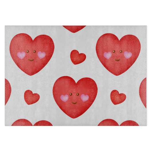 バレンタインの背景(ハート愛) カッティングボード (正面)