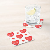 バレンタインの背景(ハート愛) スクエアペーパーコースター (インサイチュ)