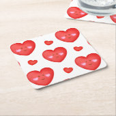 バレンタインの背景(ハート愛) スクエアペーパーコースター (アングル)