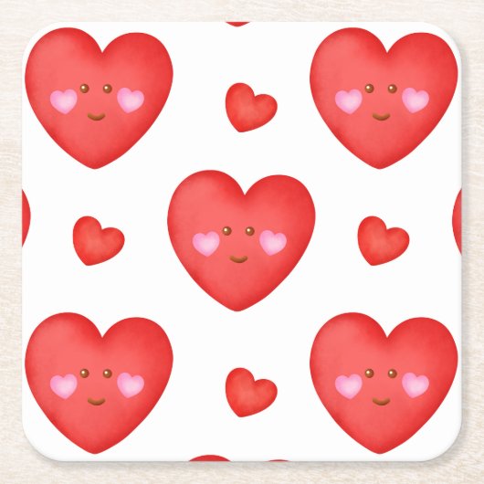 バレンタインの背景(ハート愛) スクエアペーパーコースター (正面)