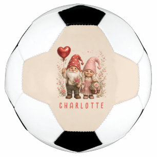 バレンタインの花とノームのカップル オーダーメイド サッカーボール